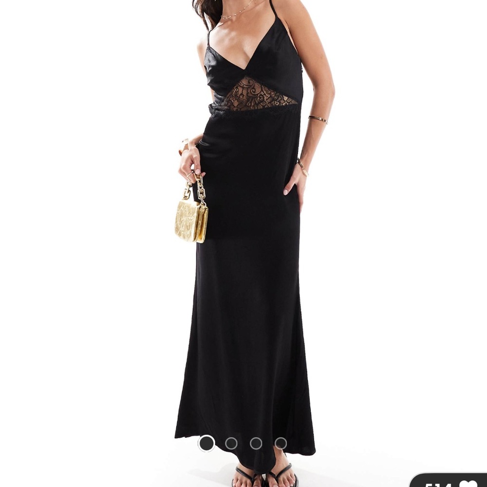 SNDYS Satin maxi dress with lace detailing